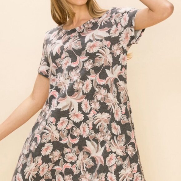 Women Floral Print Soft Mini Simple Dress - Picture 5 of 6